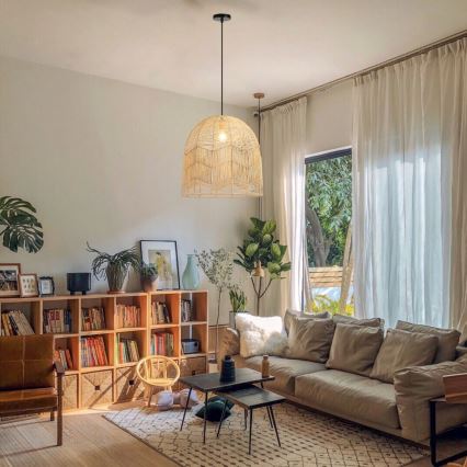 Chandelier on a string PELO 1xE27/40W/230V d. 50 cm rattan