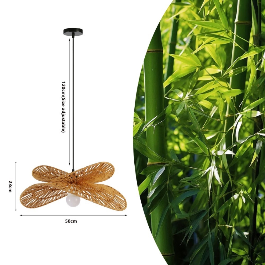 Chandelier on a string MARIPOSA 1xE27/40W/230V d. 50 cm jute