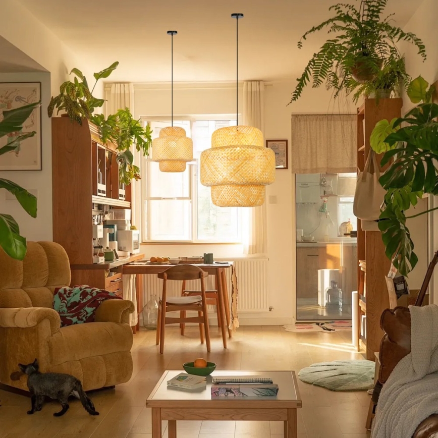 Chandelier on a string HILO 1xE27/40W/230V d. 38 cm bamboo