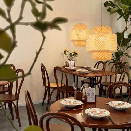 Chandelier on a string HILO 1xE27/40W/230V d. 38 cm bamboo