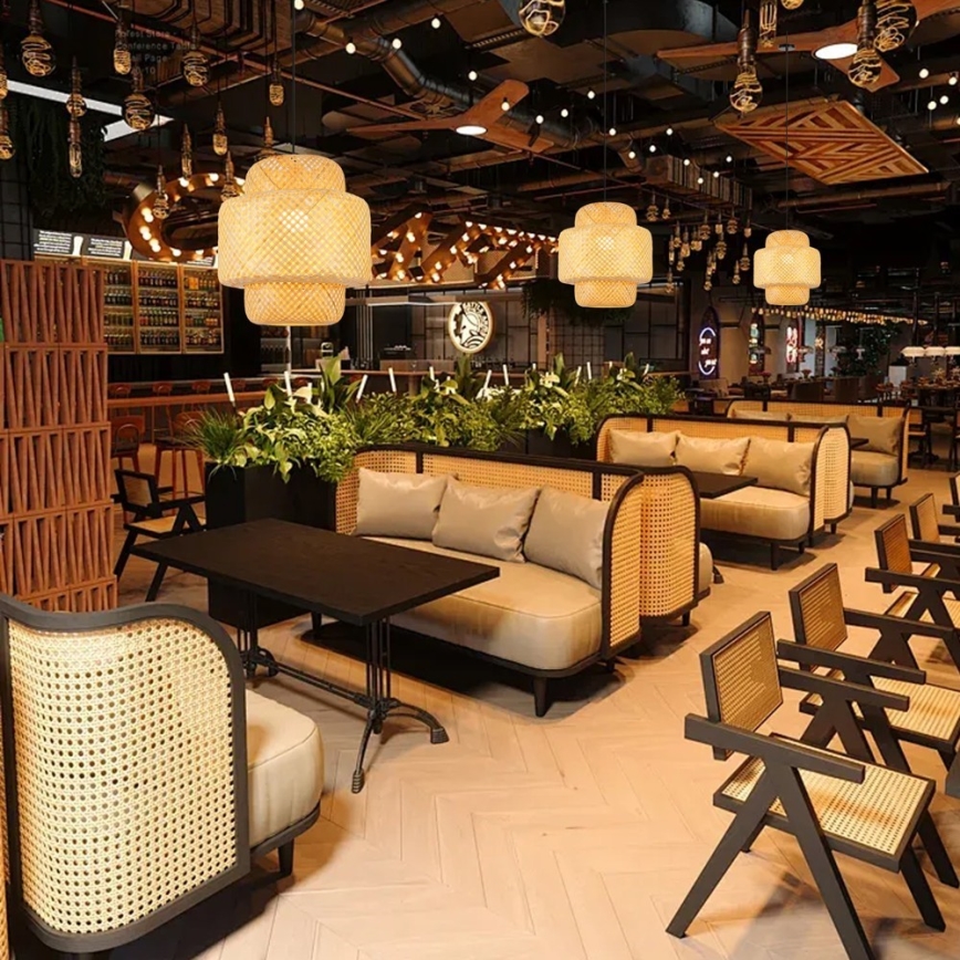Chandelier on a string HILO 1xE27/40W/230V d. 38 cm bamboo