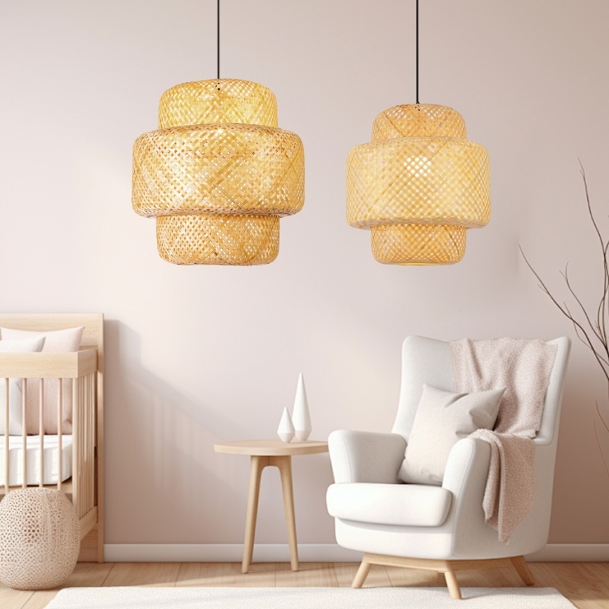 Chandelier on a string HILO 1xE27/40W/230V d. 38 cm bamboo