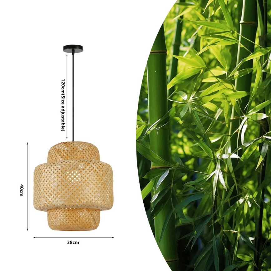 Chandelier on a string HILO 1xE27/40W/230V d. 38 cm bamboo