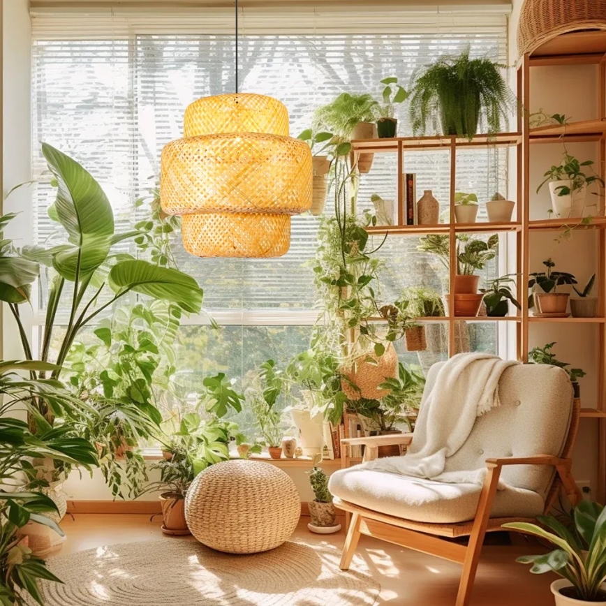Chandelier on a string HILO 1xE27/40W/230V d. 47 cm bamboo