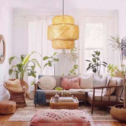 Chandelier on a string HILO 1xE27/40W/230V d. 47 cm bamboo