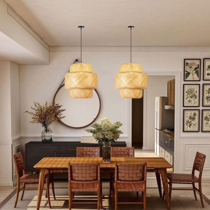 Chandelier on a string HILO 1xE27/40W/230V d. 47 cm bamboo