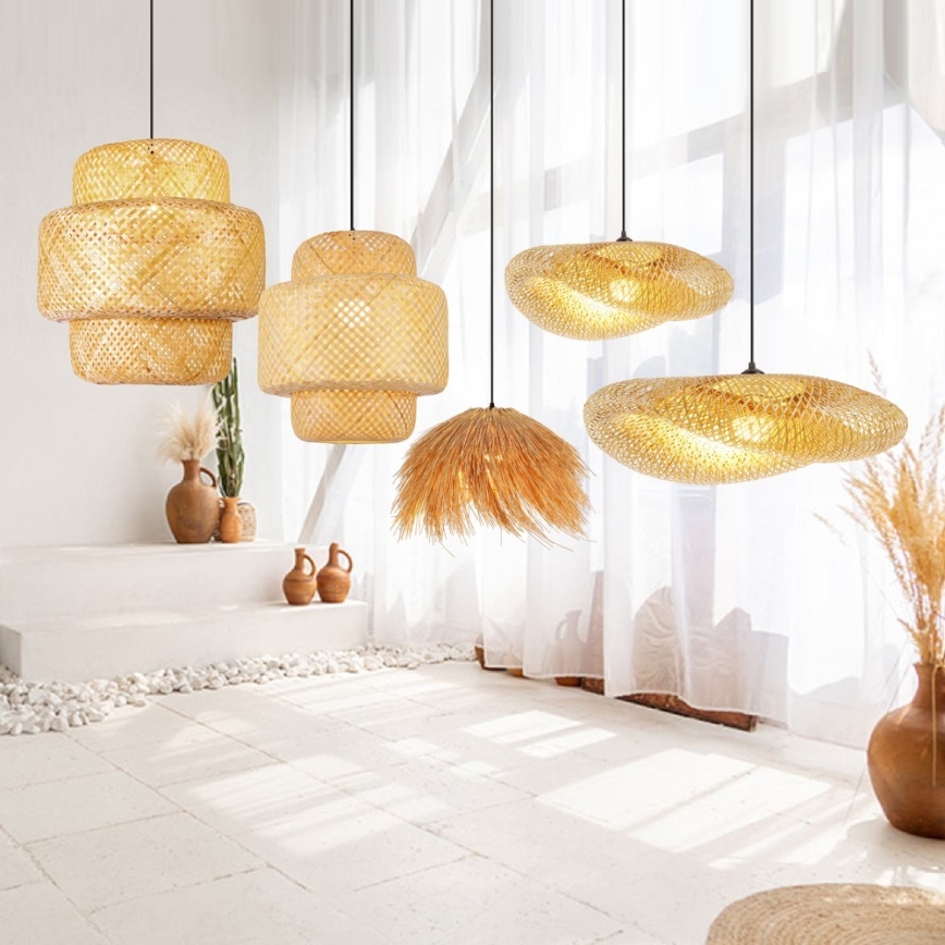 Chandelier on a string HILO 1xE27/40W/230V d. 47 cm bamboo