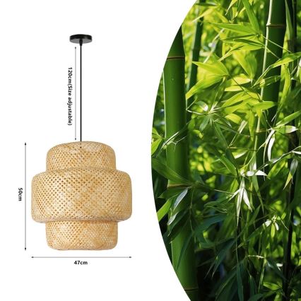 Chandelier on a string HILO 1xE27/40W/230V d. 47 cm bamboo