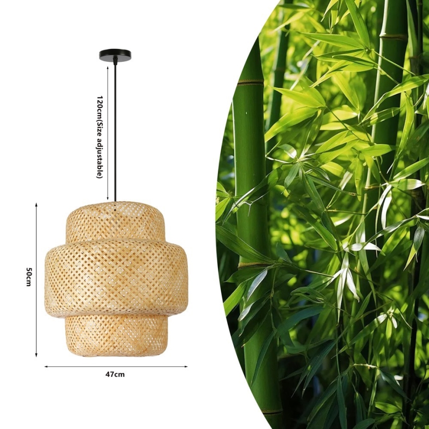 Chandelier on a string HILO 1xE27/40W/230V d. 47 cm bamboo
