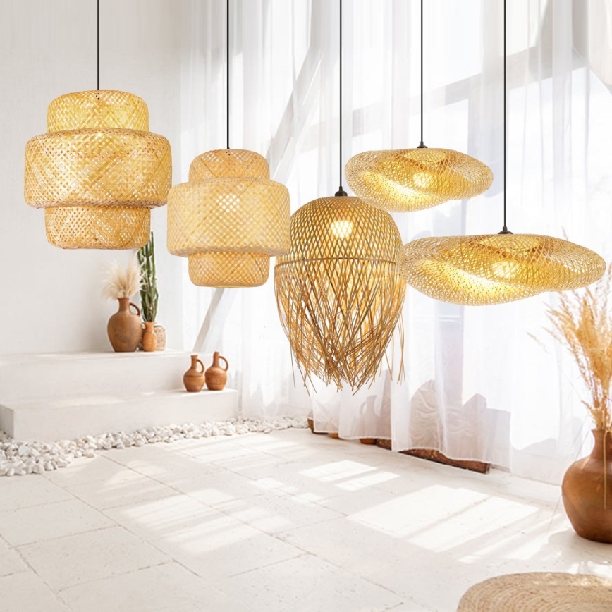 Chandelier on a string HILO 1xE27/40W/230V d. 60 cm bamboo
