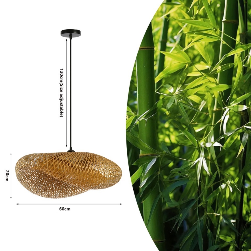 Chandelier on a string HILO 1xE27/40W/230V d. 60 cm bamboo