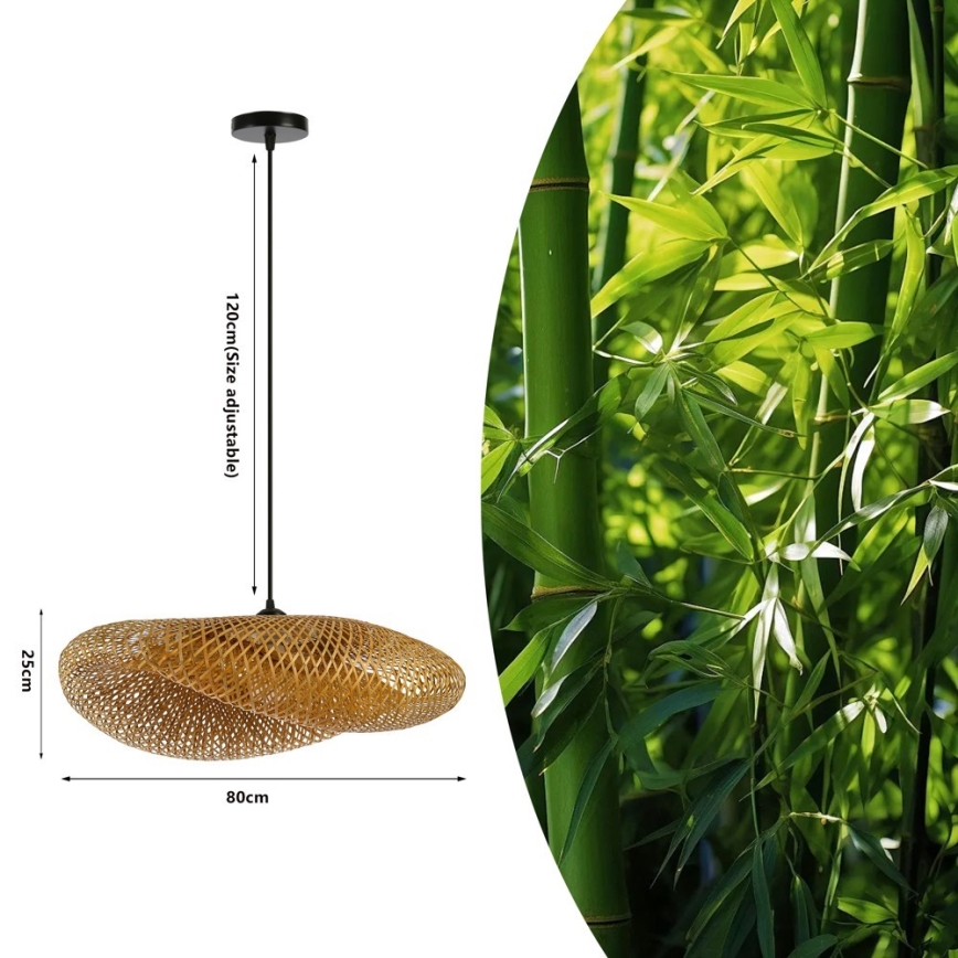 Chandelier on a string HILO 1xE27/40W/230V d. 80 cm bamboo