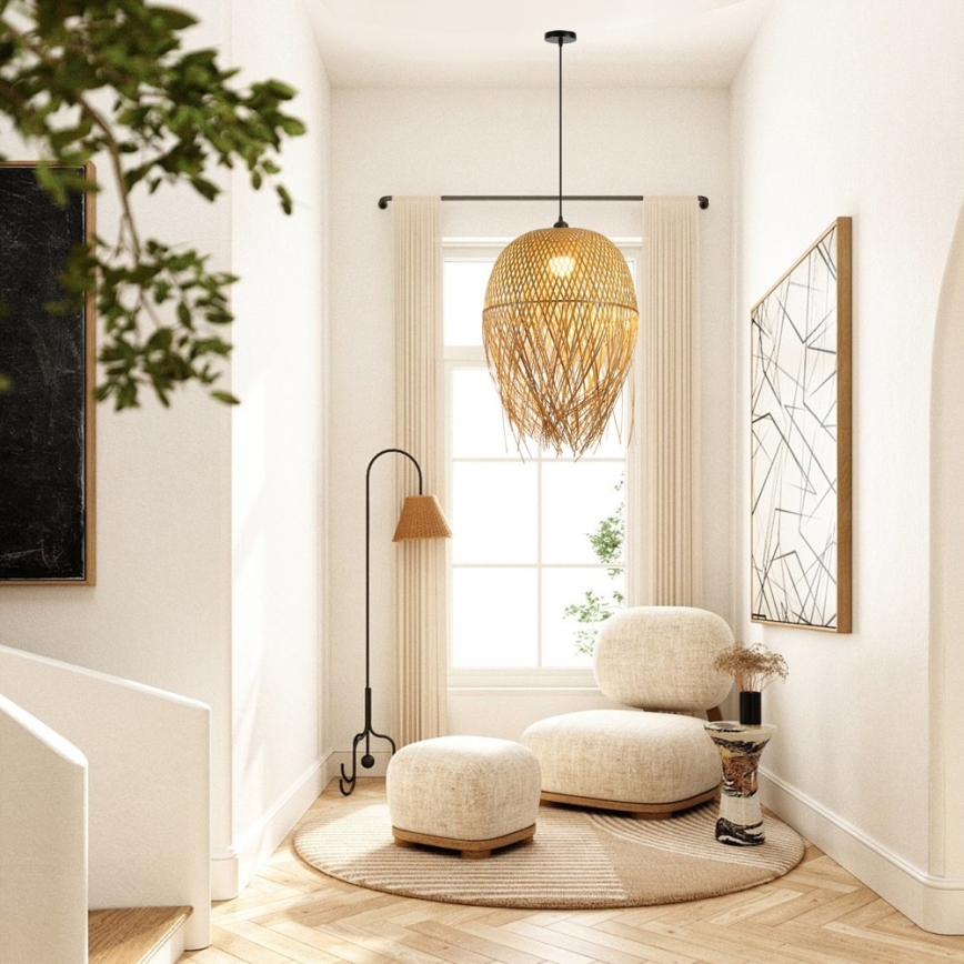 Chandelier on a string HILO 1xE27/40W/230V d. 45 cm bamboo