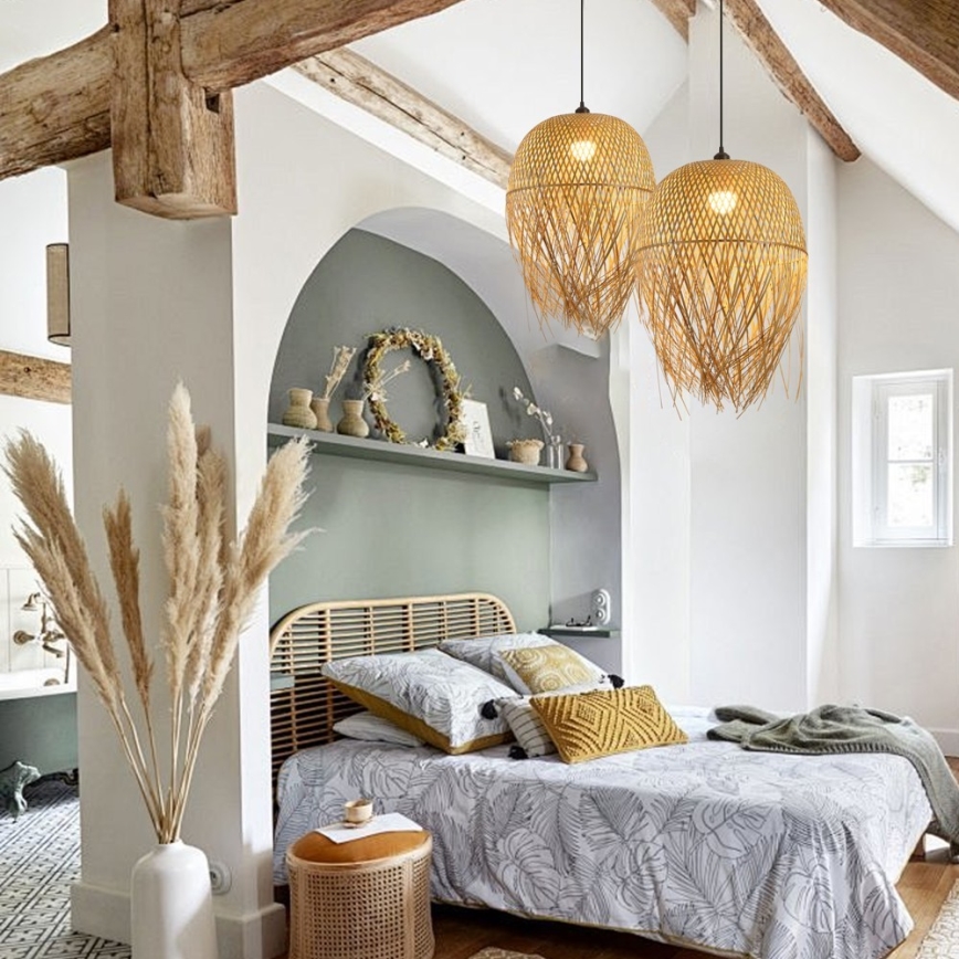 Chandelier on a string HILO 1xE27/40W/230V d. 45 cm bamboo