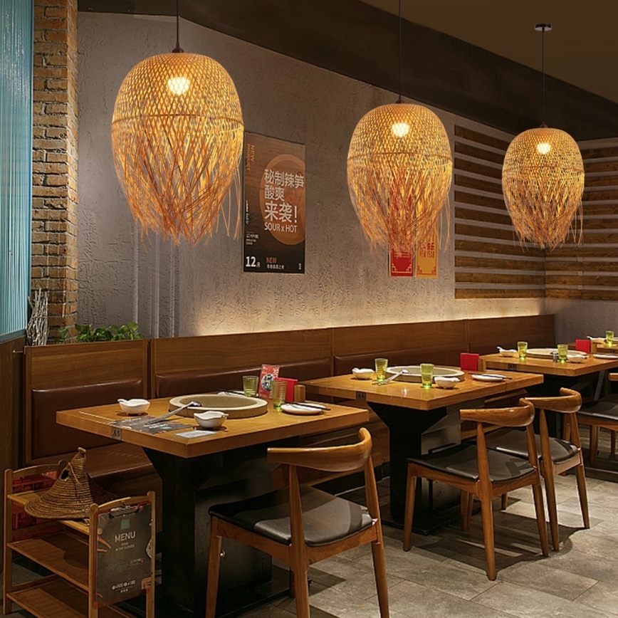 Chandelier on a string HILO 1xE27/40W/230V d. 45 cm bamboo