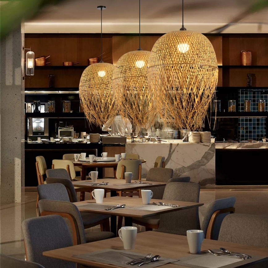 Chandelier on a string HILO 1xE27/40W/230V d. 45 cm bamboo