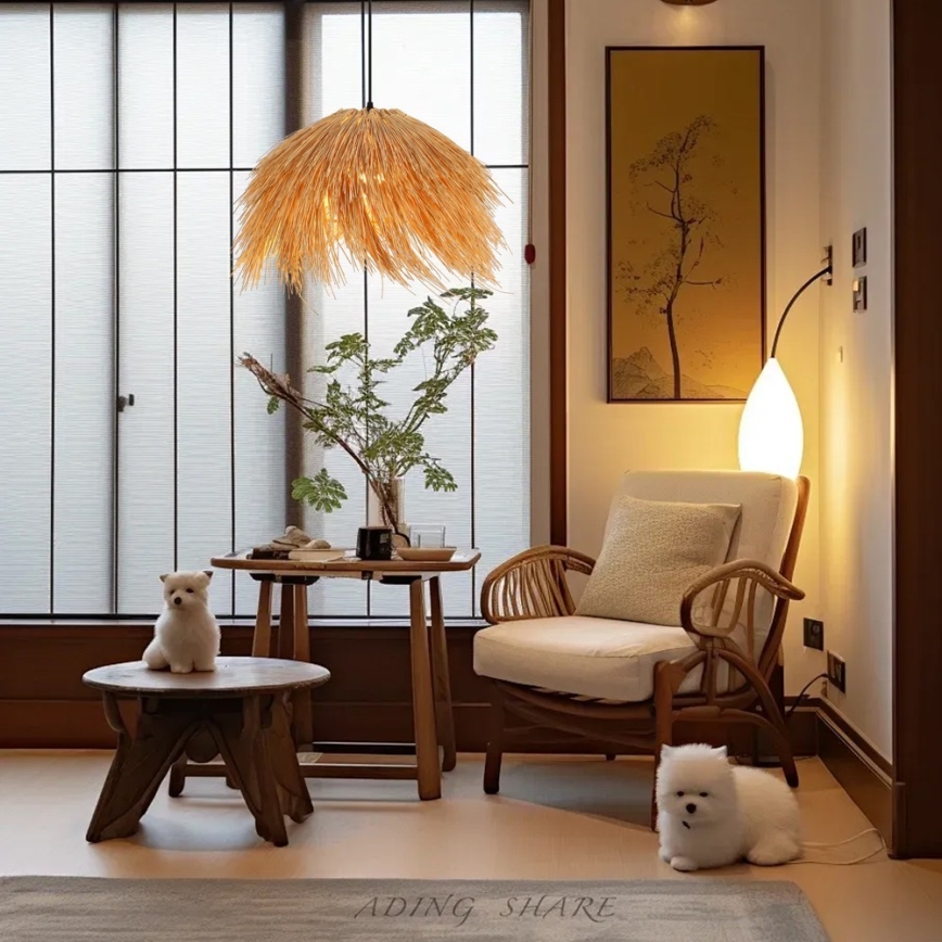 Chandelier on a string NATURALEZA 1xE27/40W/230V d. 55 cm rattan