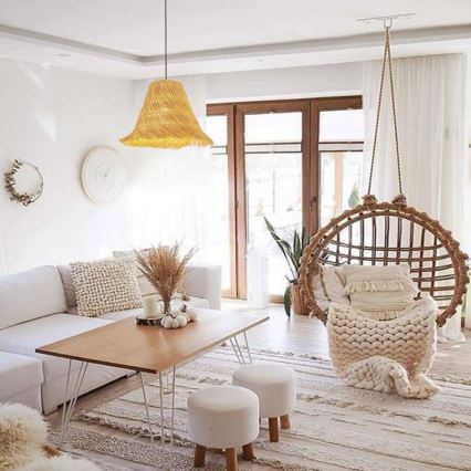 Chandelier on a string NATURALEZA 1xE27/40W/230V d. 45 cm rattan