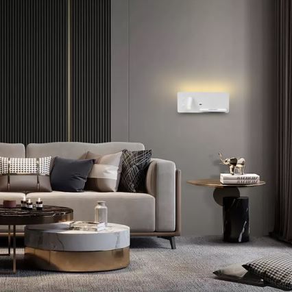 Immax 08285L - LED Wall spotlight with shelf, USB port and wireless charging Be PREPARE LED/3W/230V + LED/3W white