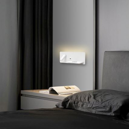 Immax 08285L - LED Wall spotlight with shelf, USB port and wireless charging Be PREPARE LED/3W/230V + LED/3W white