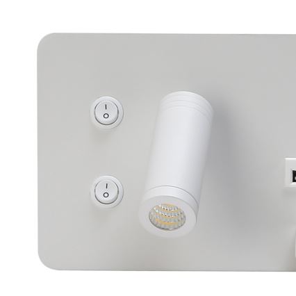 Immax 08285L - LED Wall spotlight with shelf, USB port and wireless charging Be PREPARE LED/3W/230V + LED/3W white