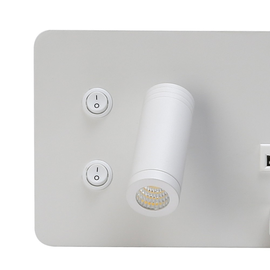 Immax 08285L - LED Wall spotlight with shelf, USB port and wireless charging Be PREPARE LED/3W/230V + LED/3W white