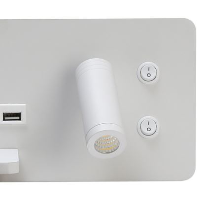 Immax 08286L - LED Wall spotlight with shelf, USB port and wireless charging Be PREPARE LED/3W/230V + LED/3W white