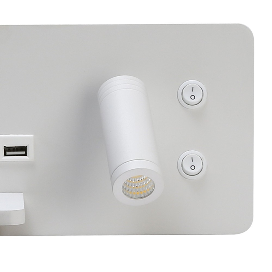 Immax 08286L - LED Wall spotlight with shelf, USB port and wireless charging Be PREPARE LED/3W/230V + LED/3W white