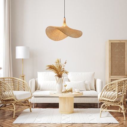 Immax 08290L - Chandelier on a string SOMBRERO 1xE27/40W/230V d. 80 cm rattan