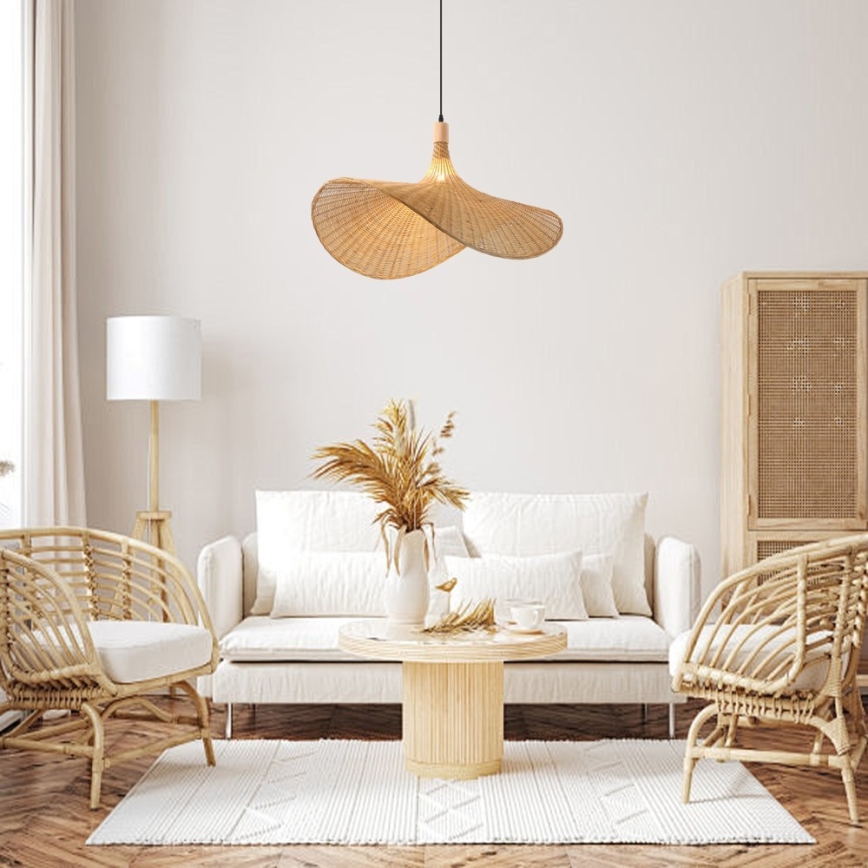 Immax 08290L - Chandelier on a string SOMBRERO 1xE27/40W/230V d. 80 cm rattan