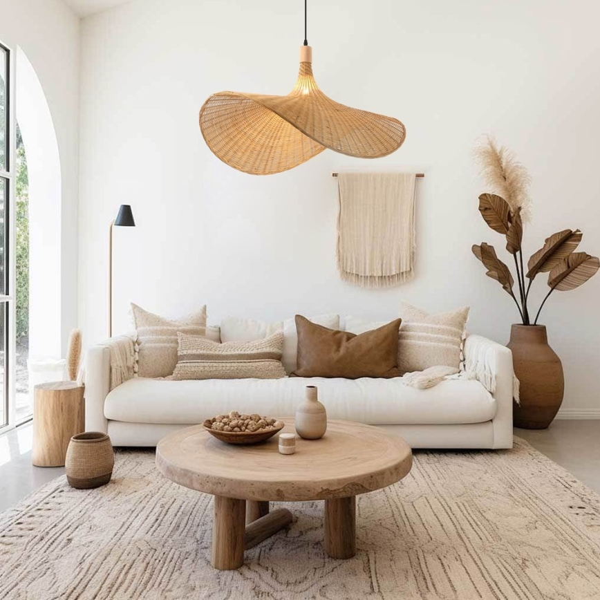 Immax 08290L - Chandelier on a string SOMBRERO 1xE27/40W/230V d. 80 cm rattan