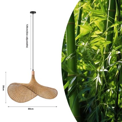 Immax 08290L - Chandelier on a string SOMBRERO 1xE27/40W/230V d. 80 cm rattan