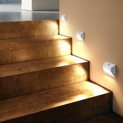 LED Rechargeable Staircase Light with Motion and Dusk Sensor STEP LIGHT LED/0.3W/3.7V 2200 mAh IP53 white