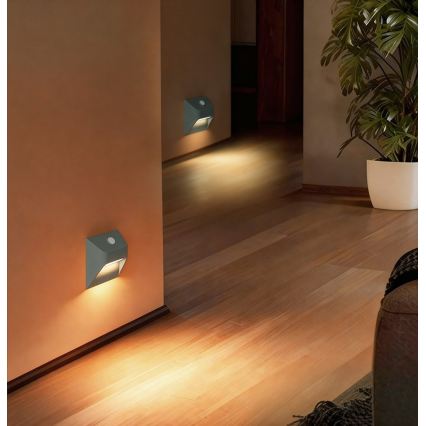 Rechargeable LED Staircase Light with Motion and Dusk Sensor STEP LIGHT 0.3 W / 3.7 V / 2200 mAh IP53 Gray