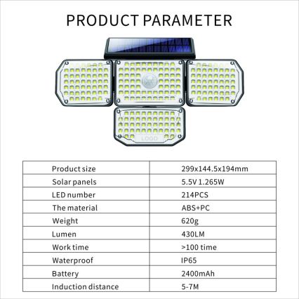 LED Solar wall light with a sensor LED/5W/5,5V IP65