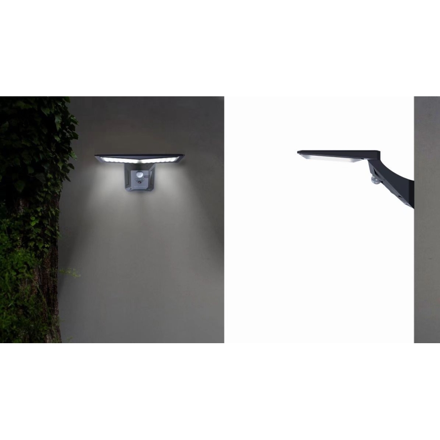 LED Solar wall light with sensor LED/2,6W/5,5V IP65 black