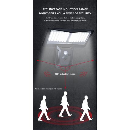 LED Solar wall light with sensor LED/2,6W/5,5V IP65 black