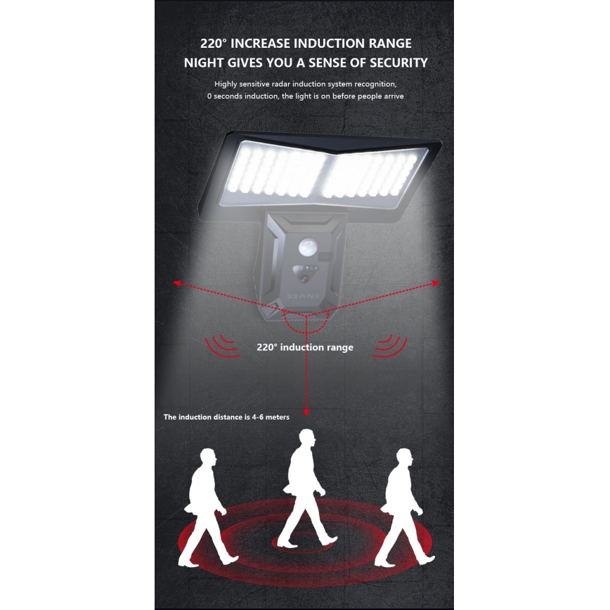 LED Solar wall light with sensor LED/2,6W/5,5V IP65 black
