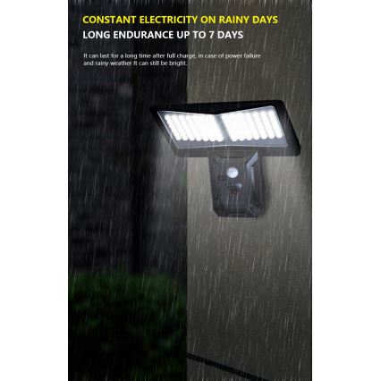 LED Solar wall light with sensor LED/2,6W/5,5V IP65 black