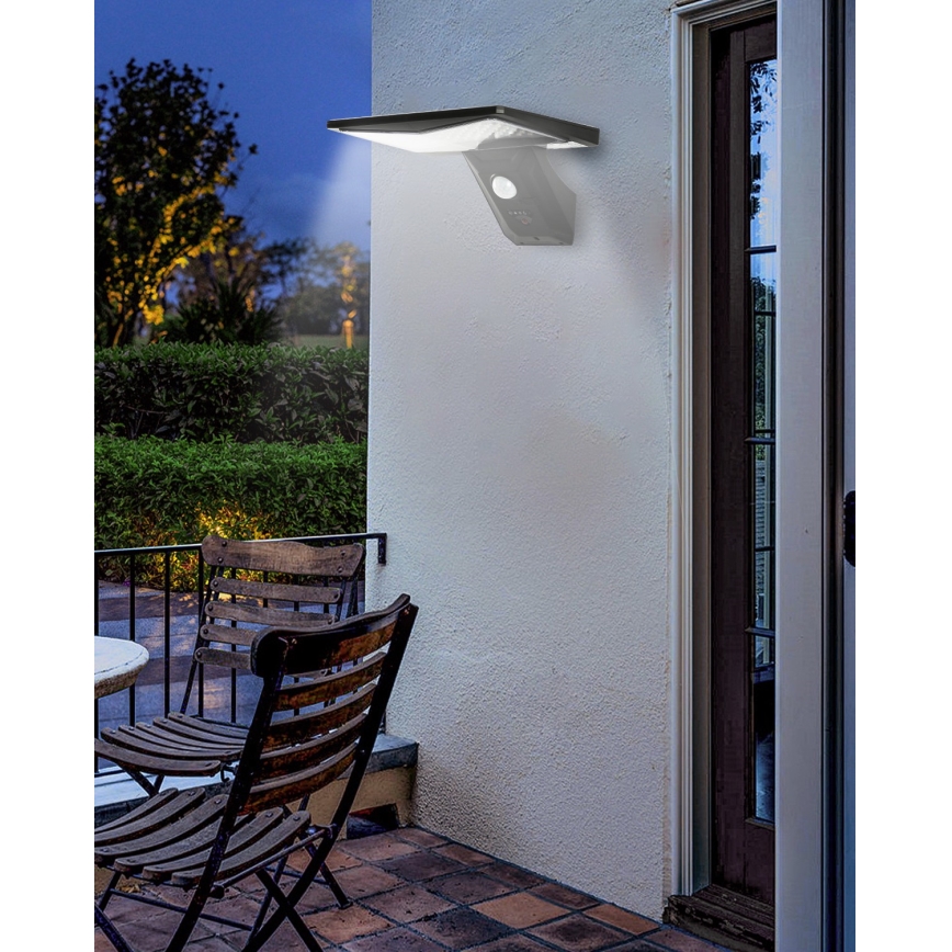 LED Solar wall light with sensor LED/2,6W/5,5V IP65 black