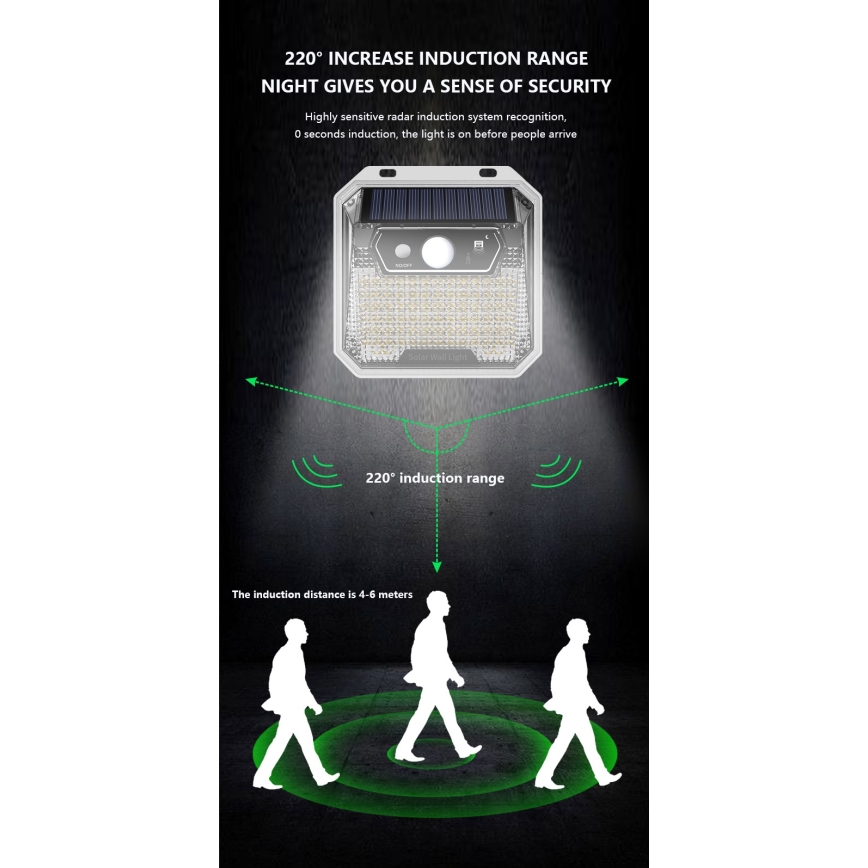 LED Solar wall light with a sensor LED/3W/5,5V IP65