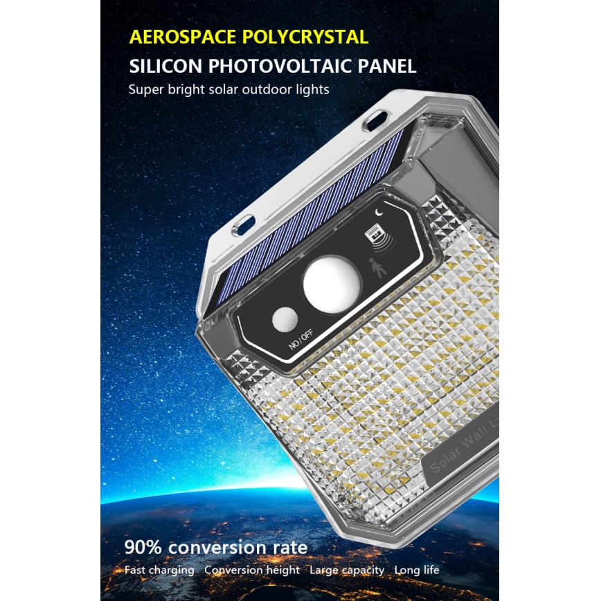 LED Solar wall light with a sensor LED/3W/5,5V IP65