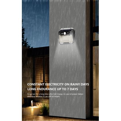 LED Solar wall light with a sensor LED/3W/5,5V IP65