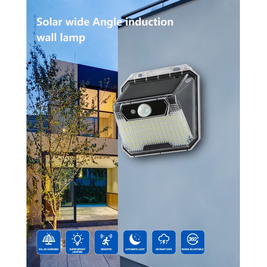 LED Solar wall light with a sensor LED/3W/5,5V IP65