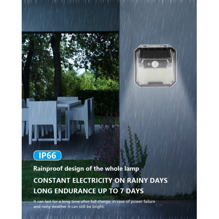 LED Solar wall light with a sensor LED/3W/5,5V IP65