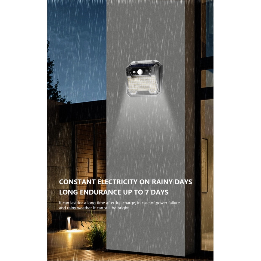 LED Solar wall light with sensor LED/3W/5,5V IP65 1200 mAh