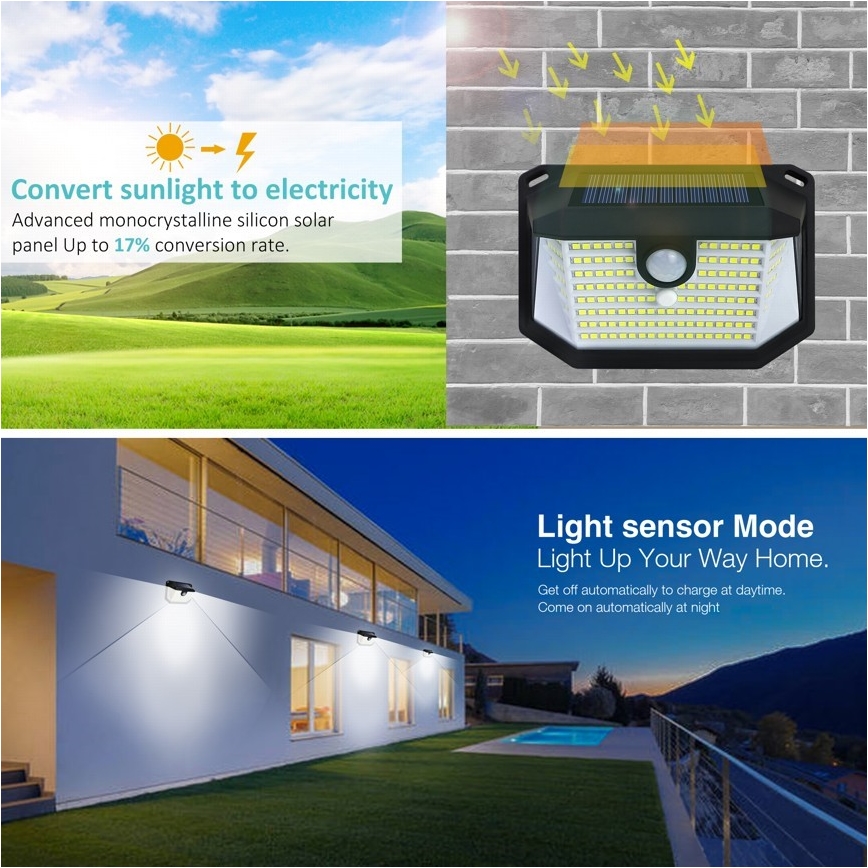 LED Solar wall light with a sensor LED/4W/5,5V IP65
