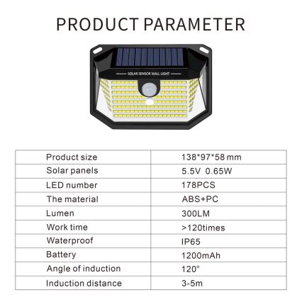 LED Solar wall light with a sensor LED/4W/5,5V IP65