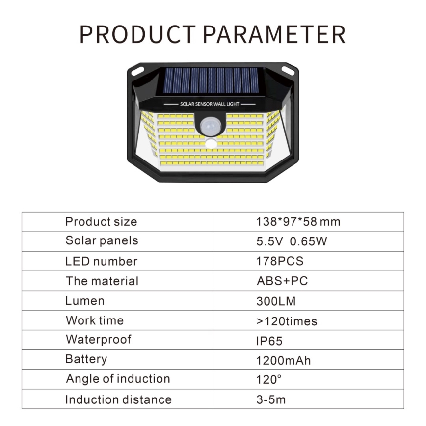 LED Solar wall light with a sensor LED/4W/5,5V IP65