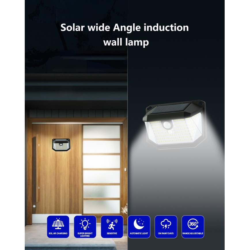 LED Solar wall light with a sensor LED/4W/5,5V IP65